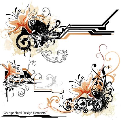 free vector The Trend Lines and Floral Design Elements
